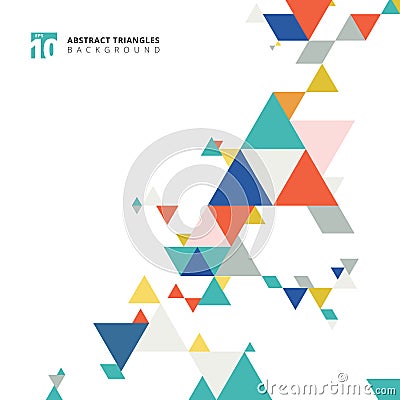 Abstract modern colorful triangles pattern elements on white background with copy space. Vector Illustration