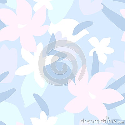 Abstract modern flowers bloom seamless pattern Vector Illustration