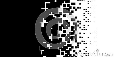 Abstract modern minimal black and white monochrome random scaled geometry square boxes or cubes grid texture background fade out Stock Photo