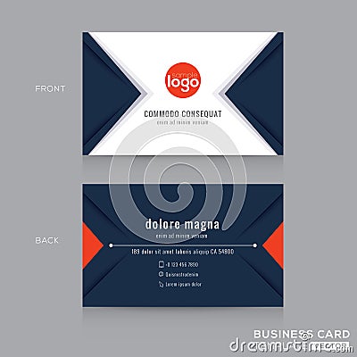 Abstract modern navy blue triangle Business card Design Vector Illustration