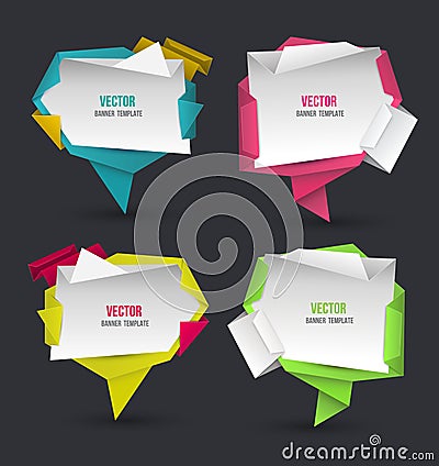 Abstract modern origami speech bubble set. Vector Illustration