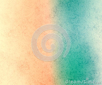 Turquoise blue green and coral beach pastel watercolor background with painted marbled paper texture and soft paint brush strokes Stock Photo
