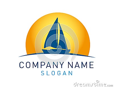 Abstract an modern sail boat logo on white background Stock Photo