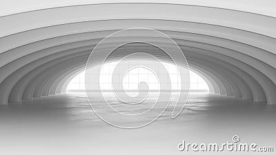 Abstract modern white metal airship hangar roof structure of modern building futuristic 3d render illustration Stock Photo