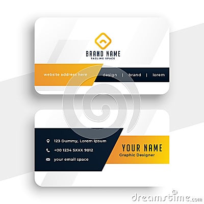 Abstract modern yellow business card template design Vector Illustration