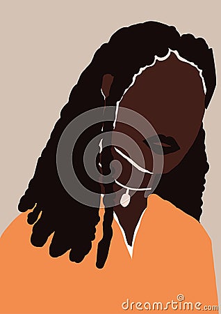 Abstract modern young african american black woman portrait silhouette Vector Illustration