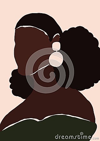 Abstract modern young african american black woman portrait silhouette Vector Illustration