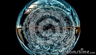 Abstract molecular structure in blue, magnification of cancer cell generated by AI Stock Photo