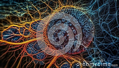 Abstract molecular structure of cancer cells magnified generated by AI Stock Photo