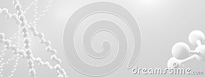 abstract molecular structures, ball and stick model, protein compounds. 3d rendering, wide format with copy space Stock Photo