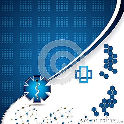 Abstract molecule blue colors background Vector Illustration