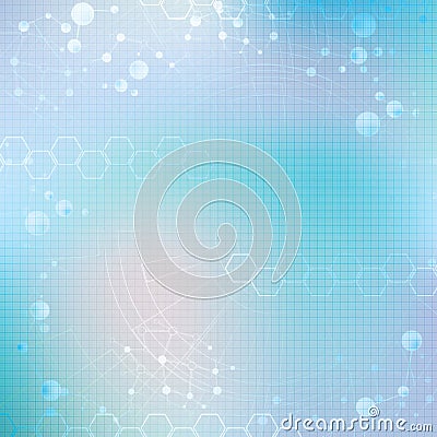 Abstract molecule blue green background Vector Illustration