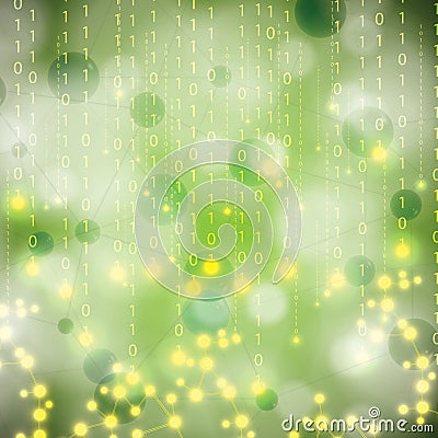 Abstract molecule green background Vector Illustration