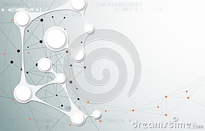 Abstract molecule structure on light gray color background. Vector Illustration