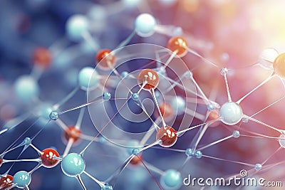 Abstract molecules background. Realistic molecule or atom structure Stock Photo