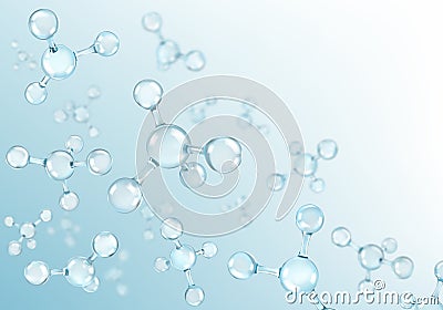 Abstract molecules design. Atoms. Molecular structure with blue spherical particles Cartoon Illustration