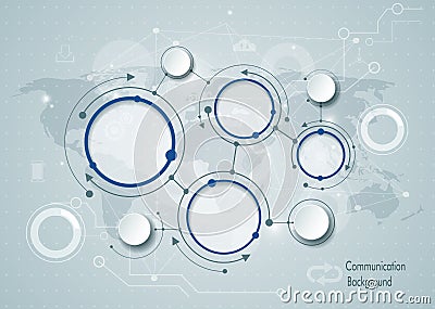 Abstract molecules and global social media communication technology Vector Illustration