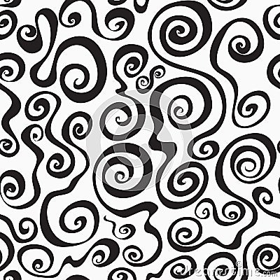 Abstract monochrome curved lines seamless Vector Illustration