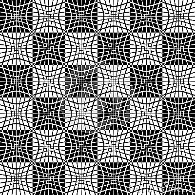 Abstract monochrome pattern with mosaic of distorted squares of Vector Illustration