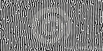 Abstract monochrome reaction diffusion background. Organic line art wallpaper. Black and white colors. Turing generative design Cartoon Illustration