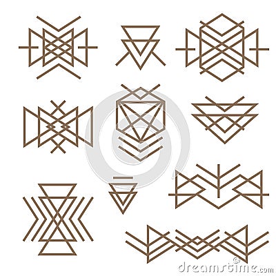 Abstract monotone geometric shapes with variety of pattern in aztec - mayan style for t-shirt, corporate business or Vector Illustration