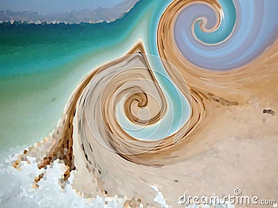 Abstract mosaic beach background.Waves at the beach. Stock Photo