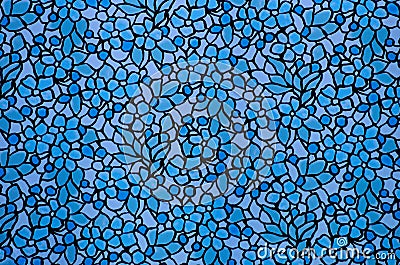 Abstract Mosaic Of Blue Flowers Stock Photo