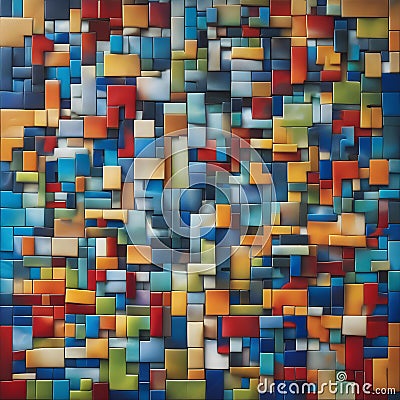 An abstract mosaic of interlocking puzzle pieces, each representing a different emotion or idea2 Stock Photo