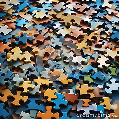 An abstract mosaic of interlocking puzzle pieces, each representing a different emotion or idea1 Stock Photo
