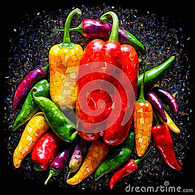 Abstract Mosaic: Pepper Passion Stock Photo