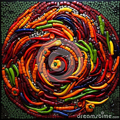 Abstract Mosaic: Pepper Passion Stock Photo
