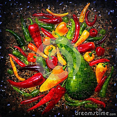 Abstract Mosaic: Pepper Passion Stock Photo