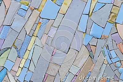 Abstract mosaic of pieces of ceramic tiles and natural stones. Mosaic background and texture Stock Photo