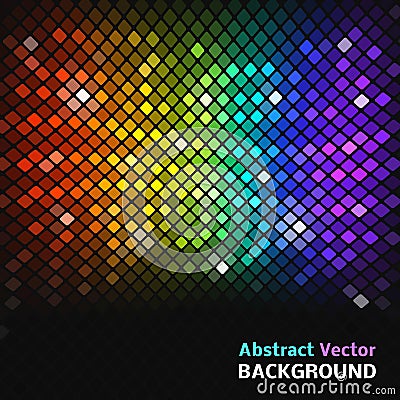 Abstract mosaic rainbow glowing squares. Vector Illustration