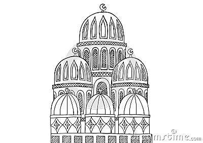 Abstract Mosque illustration. Sketchy hand drawn Doodle. Black a Vector Illustration