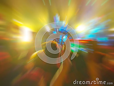 Abstract motion blur effect. Bokeh lighting in concert with audience Stock Photo