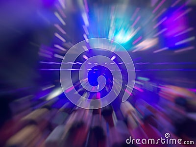 Abstract motion blur effect. Bokeh lighting in concert with audience Stock Photo