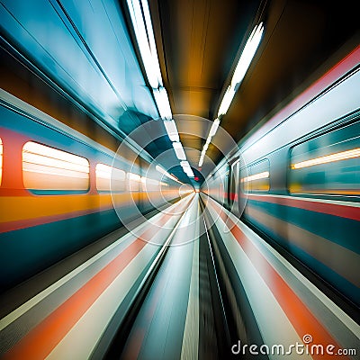 abstract motion blurred view from a moving train. Stock Photo