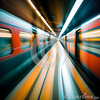 abstract motion blurred view from a moving train. Stock Photo