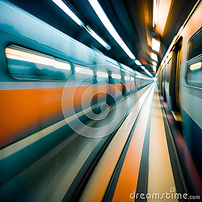 abstract motion blurred view from a moving train. Stock Photo