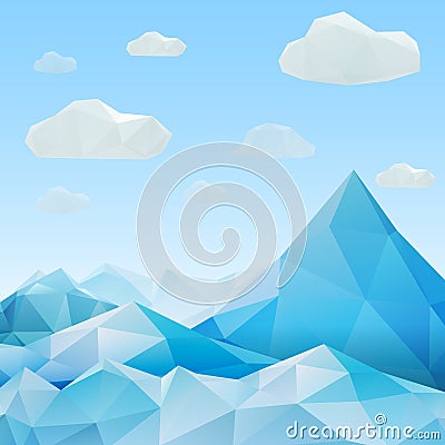 Abstract mountain landscape in polygonal origami style Vector Illustration