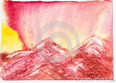 Abstract mountain landscape with watercolor paint Stock Photo