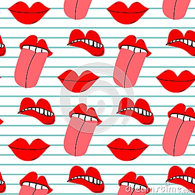 Abstract Mouth Vector Pattern Background. Vector Illustration