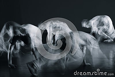 Abstract movement in the breakdance. Long exposure Stock Photo