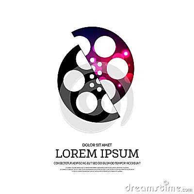 Abstract movie and film bokeh poster background Vector Illustration