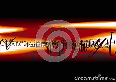 Abstract movie poster in flames Vector Illustration