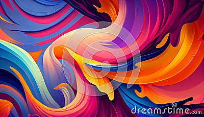 Abstract multi colored wave pattern shiny, flowing, modern generated by AI Stock Photo
