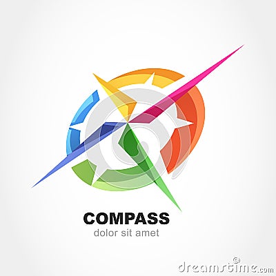 Abstract multicolor compass symbol. Vector logo design template. Vector Illustration