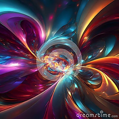 abstract multicolor fractal light background, bright color Stock Photo