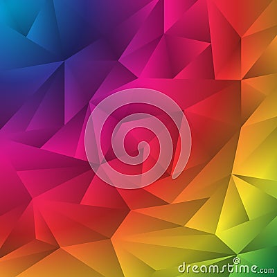 Abstract multicolor geometric rumpled triangles origami style background. Low polygon rainbow design for your business Vector Illustration